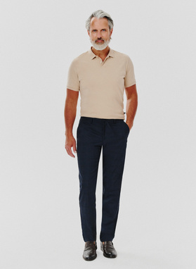Smėlio spalvos medvilniniai polo T marškinėliai be raštų
