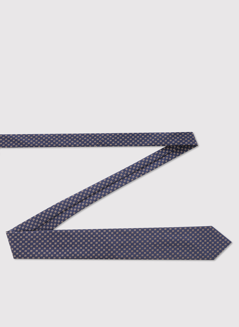 Tamsiai mėlynas kaklaraištis geometriniu raštu