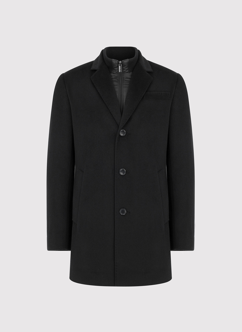 Juodas vyriškas lietpaltis su vilna