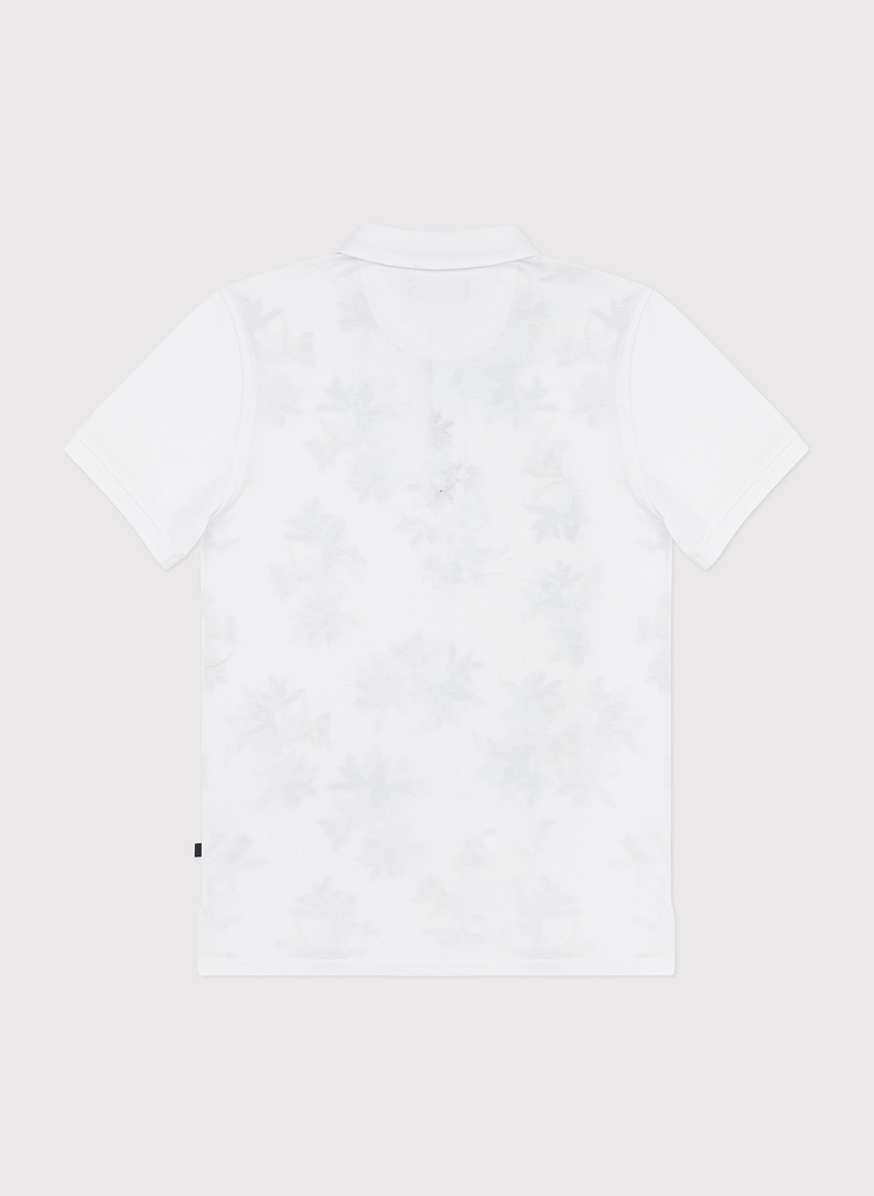 Balti gėlėti polo marškinėliai