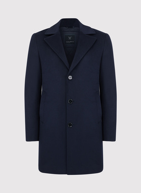 Vyriškas tamsiai mėlynas lietpaltis su vilna