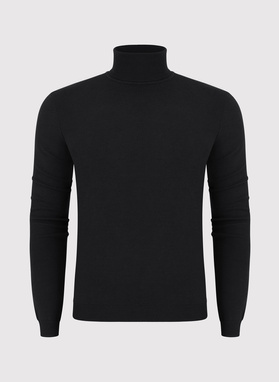 Juodos spalvos vyriškas „basic“ golfas be raštų