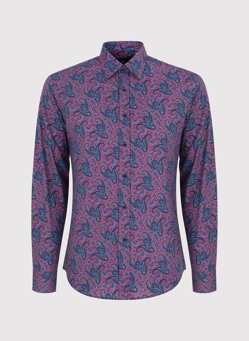 Violetiniai marškiniai peislio raštu