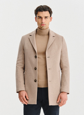 Smėlinis vyriškas lietpaltis su vilna