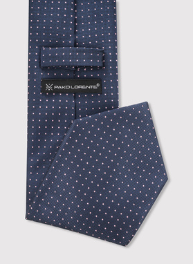 Tamsiai mėlynas vyriškas kaklaraištis taškeliais