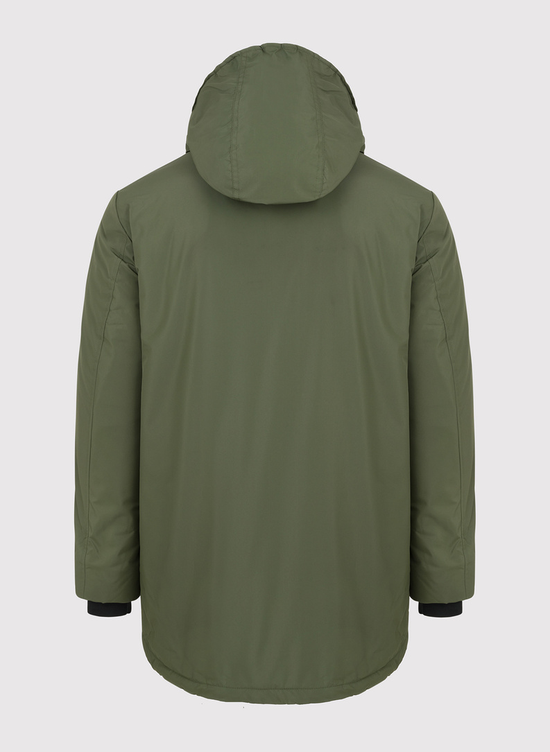 Žieminė žalios spalvos striukė su gobtuvu