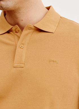 Oranžinės spalvos polo T marškinėliai be raštų