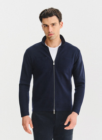 Tamsiai mėlynos spalvos sagstomas kardiganas