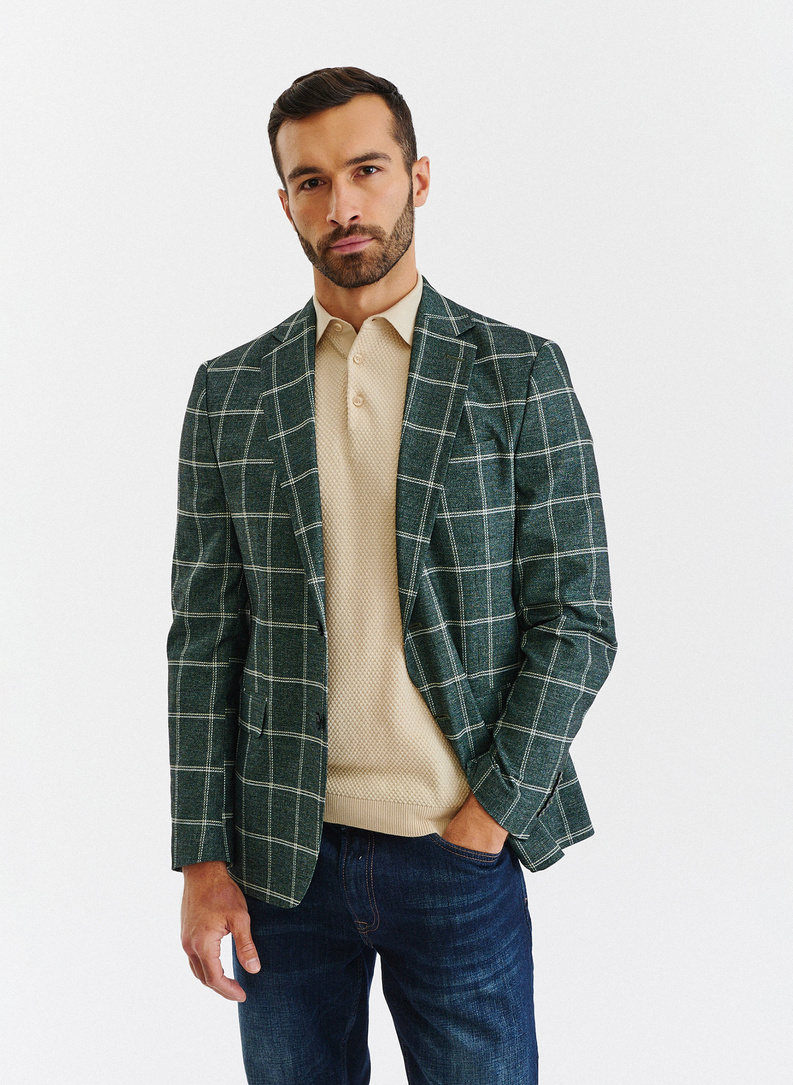 Žalias languotas vyriškas švarkas