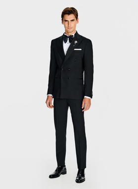 Vilnonis juodas smokingo švarkas