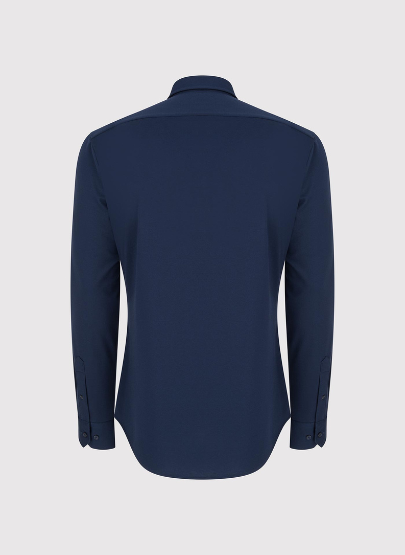 Tamsiai mėlyni marškiniai su medvilne