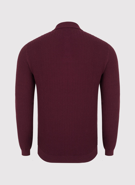 Vyšninės spalvos vilnonis polo megztinis