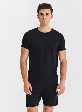 Juoda vyriška pižama su medvilne