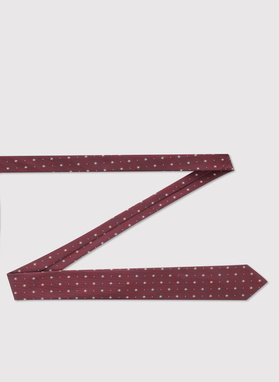 Tamsiai raudonas kaklaraištis geometriniu raštu