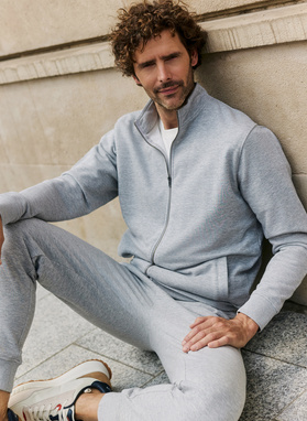 Pilkas treninginis bluzonas su užtrauktuku