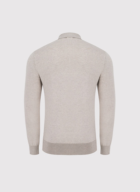 Smėlinės spalvos polo megztinis