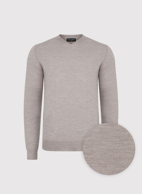 Smėlinės spalvos vilnonis megztinis