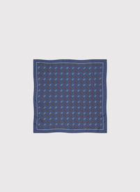 Tamsiai mėlyna vyriška kišeninė nosinaitė spalvotu mikroraštu