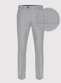 Pilkos vilnonės languotos kostiuminės kelnės