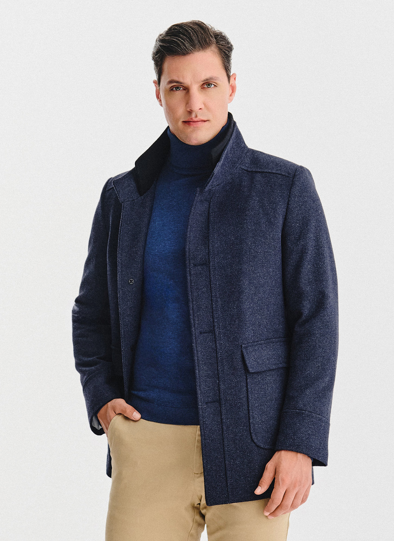 Tamsiai mėlynas vyriškas lietpaltis