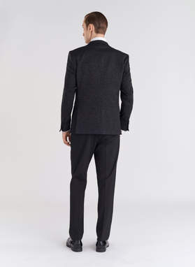 Juodas žakardinis smokingo švarkas