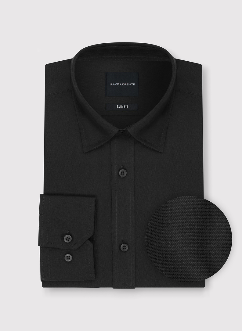 Juodi medvilniniai vyriški marškiniai