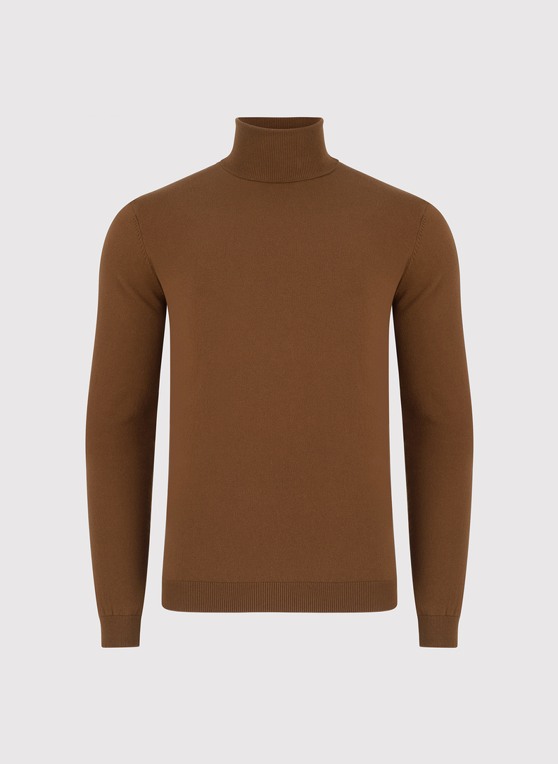 Rusvas vyriškas golfas be raštų