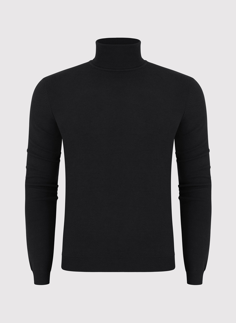 Juodos spalvos vyriškas „basic“ golfas be raštų