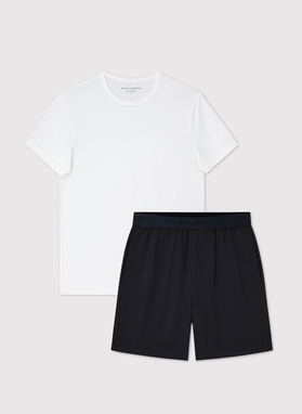 Baltai juoda vyriška pižama su medvilne