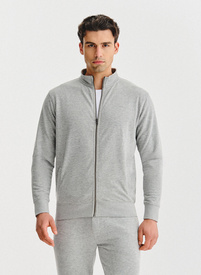 Pilkas treninginis bluzonas su užtrauktuku