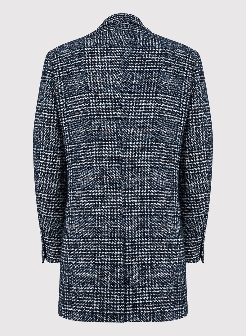 Tamsiai mėlynas languotas vyriškas lietpaltis