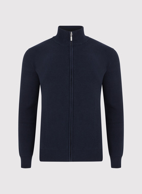 Tamsiai mėlynos spalvos sagstomas vyriškas megztinis