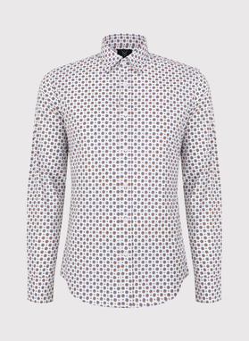 Balti marškiniai raiškiu raštu