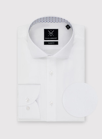 Balti vyriški marškiniai su kontrastingu apvadu