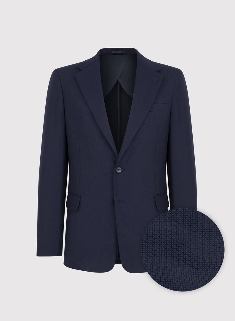 Tamsiai mėlynos spalvos vilnonis švarkas