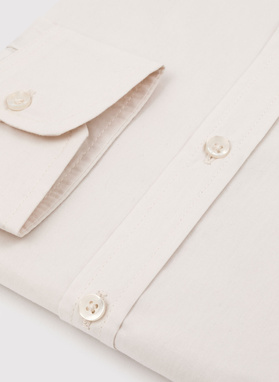 Nebalintos drobės spalvos „Regular Fit“ kirpimo vyriški marškiniai