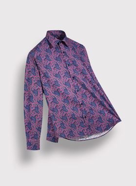 Violetiniai marškiniai peislio raštu