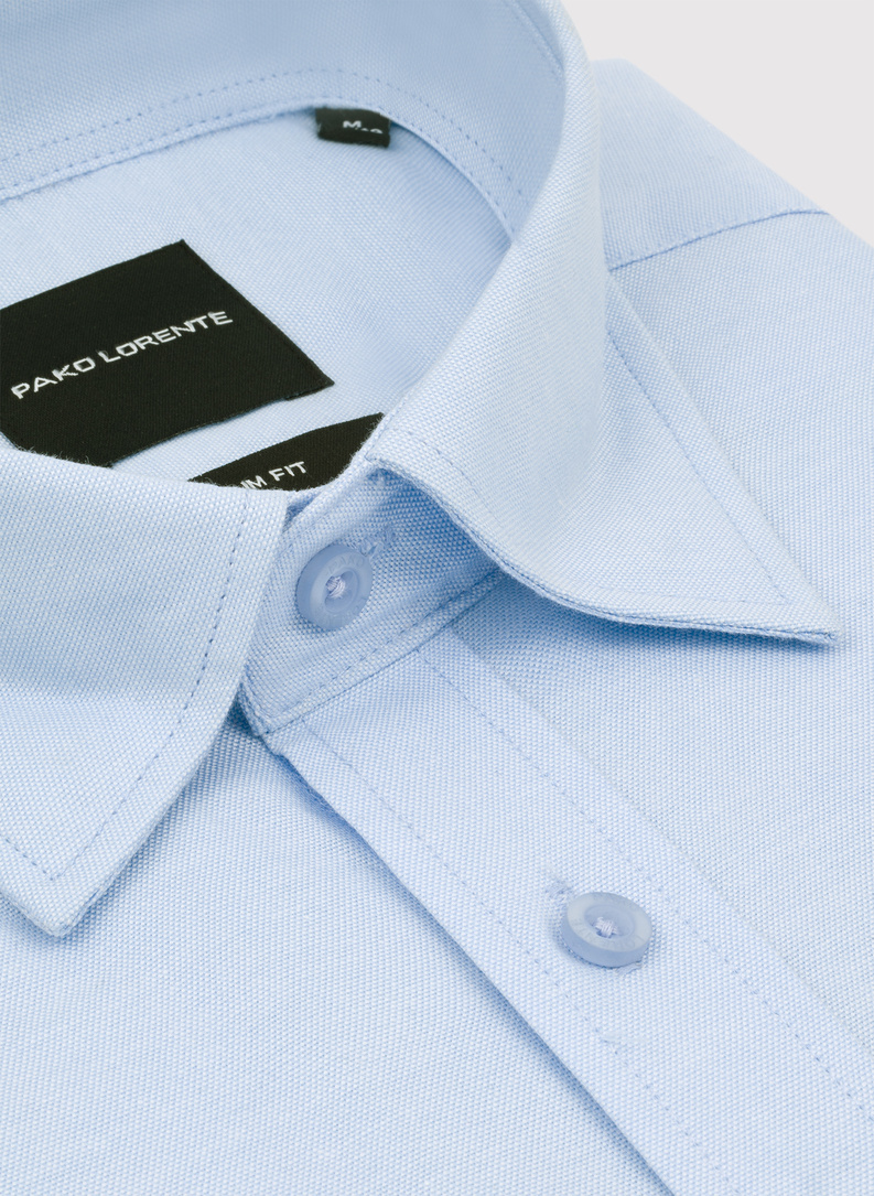 Mėlyni medvilniniai vyriški marškiniai