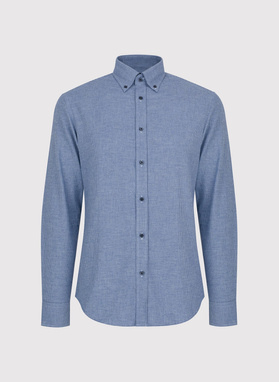 Tamsiai mėlyni marškiniai skalikų dantų raštu