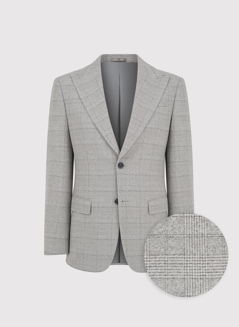 Pilkas languotas vyriškas kostiumas