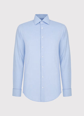 Mėlyni medvilniniai sąsagomis sagstomi vyriški marškiniai