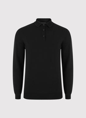 Juodos spalvos polo megztinis
