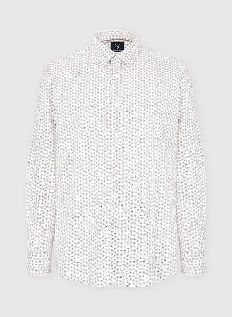 Laužytos baltos spalvos raštuoti marškiniai