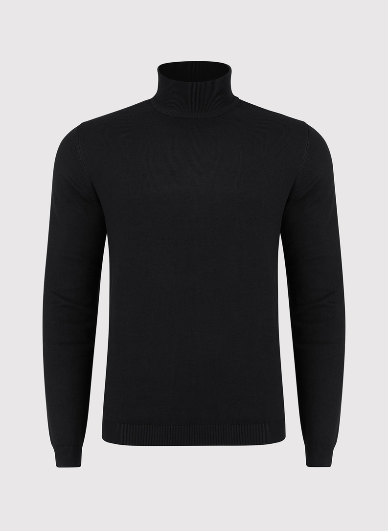 Juodas vyriškas pusgolfis be raštų