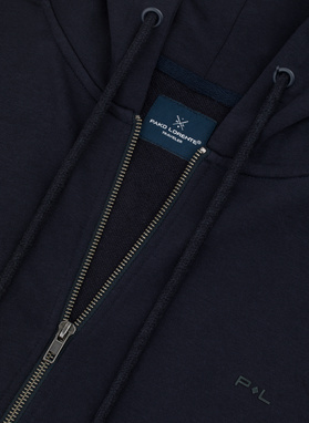 Tamsiai mėlynos spalvos sagstomas treninginis bluzonas