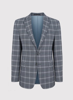 Pilkas languotas kostiuminis švarkas su vilna