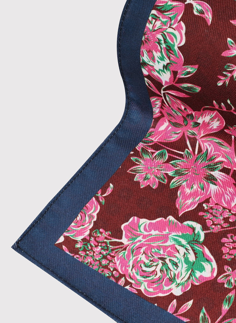 Dvipusė vyriška kišeninė nosinaitė su gėlėmis