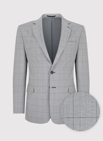 Pilkas vilnonis languotas kostiuminis švarkas