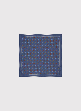 Tamsiai mėlyna vyriška kišeninė nosinaitė spalvotu mikroraštu