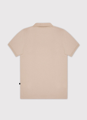 Smėlio spalvos medvilniniai polo T marškinėliai be raštų